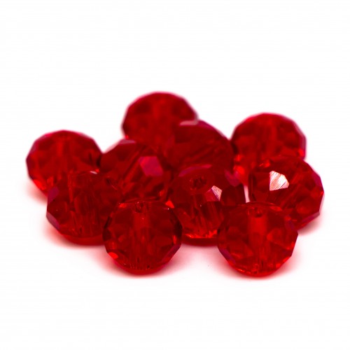 Бусины рондели 8*6мм, красный прозрачный